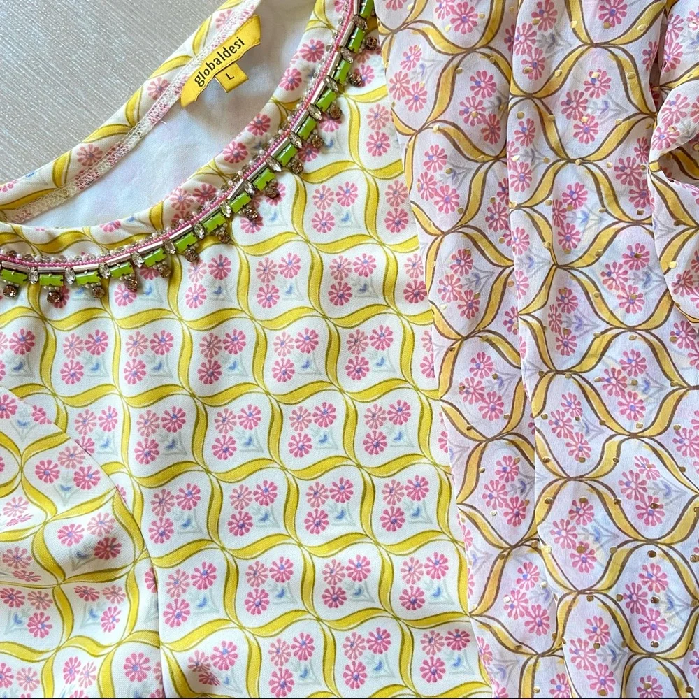 New - Global Desi - Frilled Stitched Saree Dress - Never Worn - Ready to Wear - Picture 5 of 17